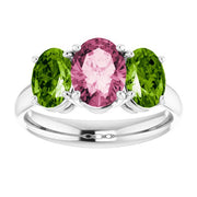 Imitation Pink Tourmaline & Imitation Peridot Ring