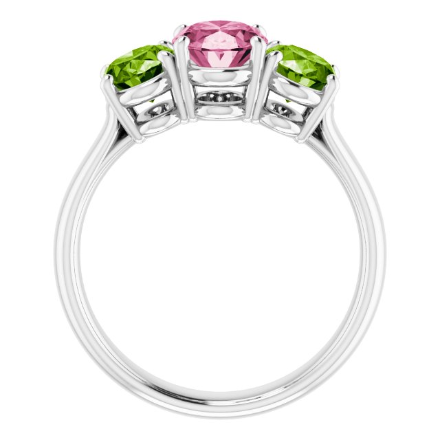 Imitation Pink Tourmaline & Imitation Peridot Ring-