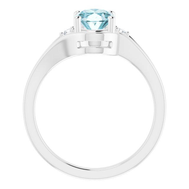14K White Natural Sky Blue Topaz & .05 CTW Natural Diamond Ring-