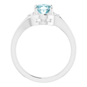 14K White Natural Sky Blue Topaz & .05 CTW Natural Diamond Ring