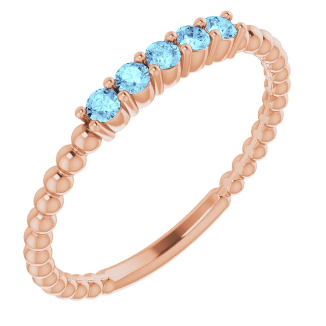 Natural Aquamarine Stackable Ring-14kt Rose Gold-6.00-