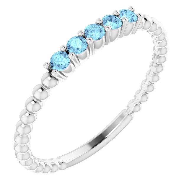 Natural Aquamarine Stackable Ring-14kt White Gold-6.00-