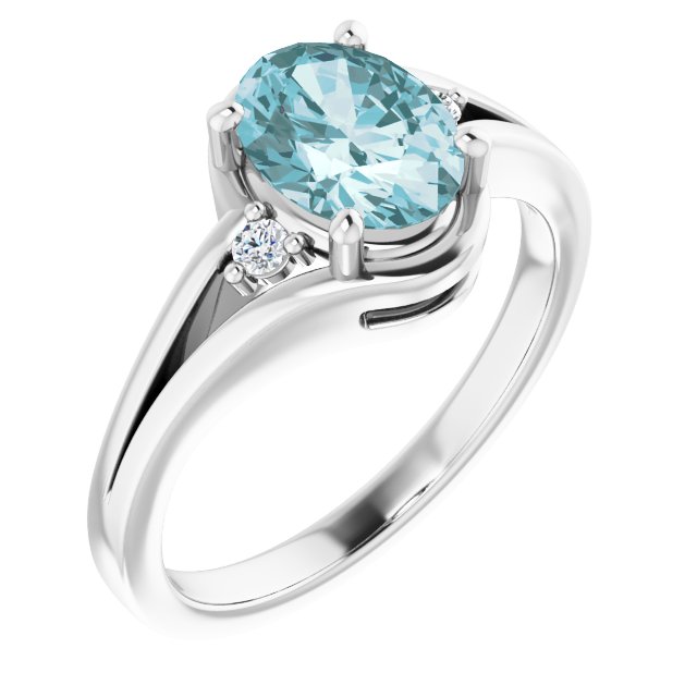 14K White Natural Sky Blue Topaz & .05 CTW Natural Diamond Ring-