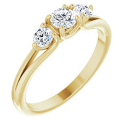 1/2 CTW Diamond Three-Stone Engagement Ring - Primary Stone Size 4 MM