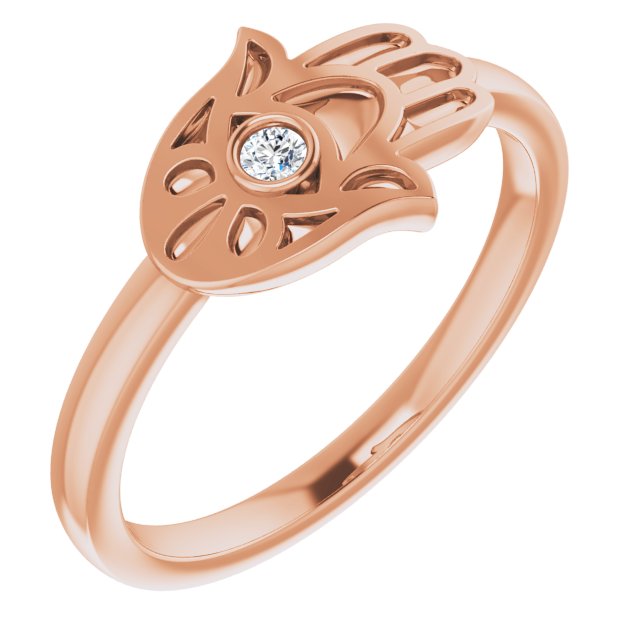 .03 CTW Diamond Hamsa Ring-14kt Rose Gold-