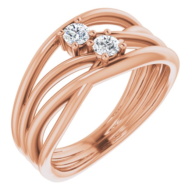 1/5 CTW Diamond Two-Stone Bypass Ring-14kt Rose Gold-6.00-