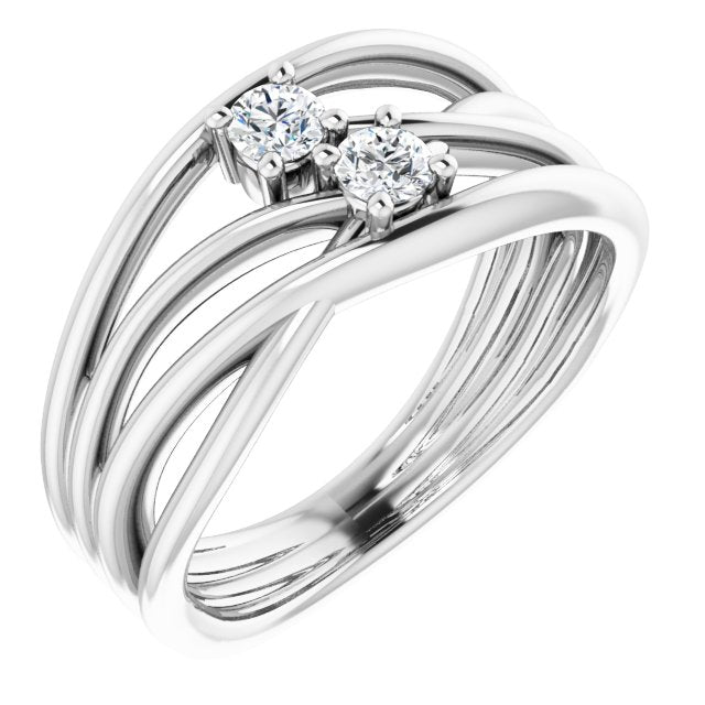 1/5 CTW Diamond Two-Stone Bypass Ring-14kt White Gold-6.00-