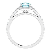 Platinum Natural Sky Blue Topaz & 1/3 CTW Natural Diamond Engagement Ring