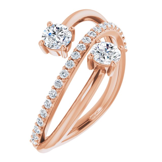 3/4 CTW Diamond Two-Stone Bypass Ring-14kt Rose Gold-6.00-