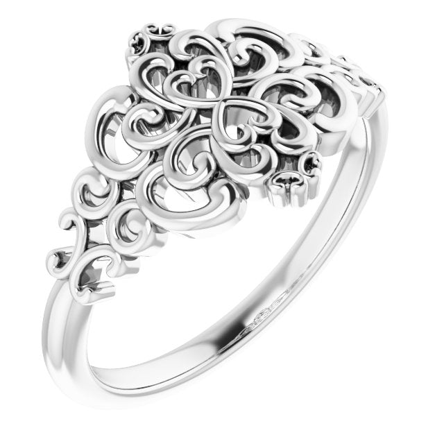 Vintage-Inspired Ring-14kt White Gold-6.00-