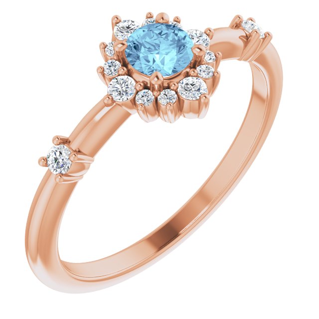 Natural Aquamarine & 1/6 CTW Natural Diamond Halo-Style Ring