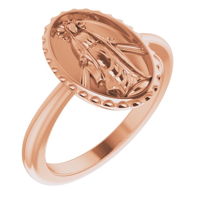 Miraculous Medal Ring-14kt Rose Gold-6.00-