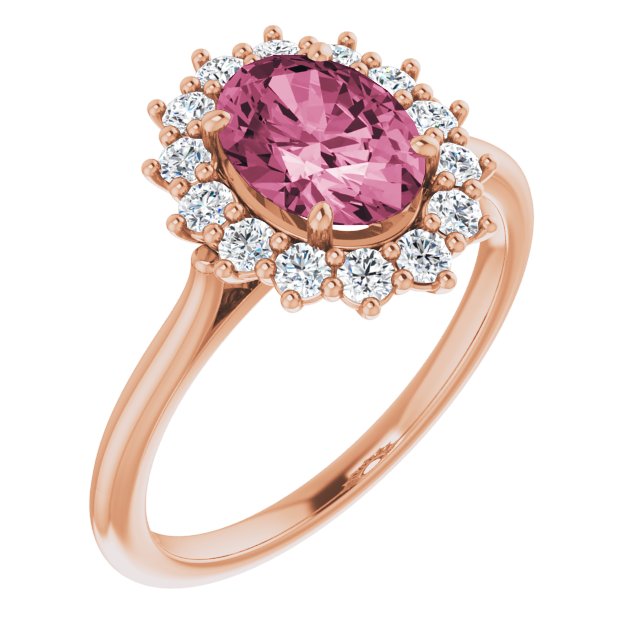 Natural Pink Tourmaline & 3/8 CTW Natural Diamond Ring-14kt Rose Gold-6.00-
