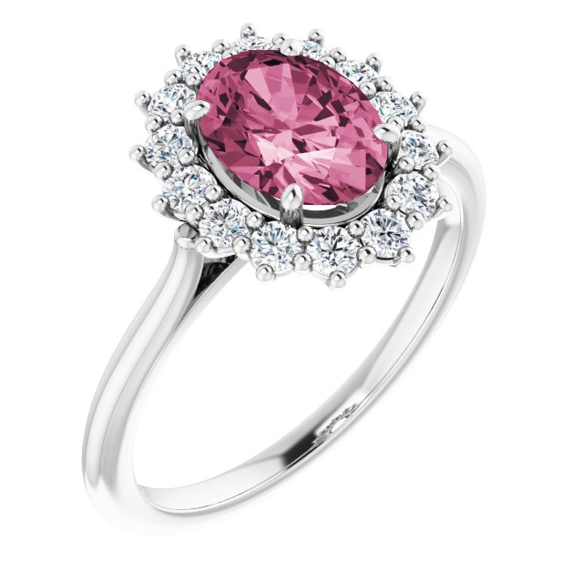 Natural Pink Tourmaline & 3/8 CTW Natural Diamond Ring-Platinum-6.00-