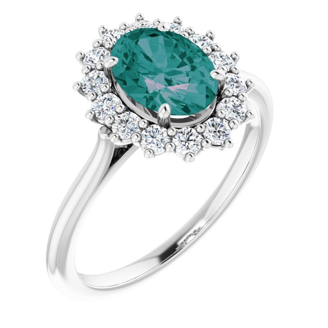 Lab-Grown Alexandrite & 3/8 CTW Natural Diamond Ring-14kt White Gold-
