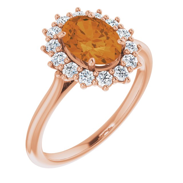 Natural Citrine & 3/8 CTW Natural Diamond Ring-14kt Rose Gold-6.50-