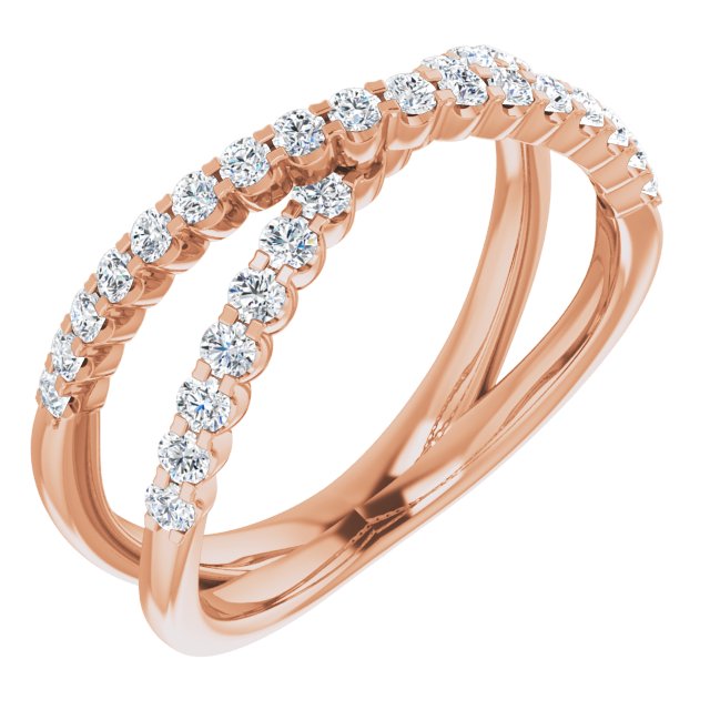 1/2 CTW Lab-Grown Diamond Criss-Cross Ring-14kt Rose Gold-