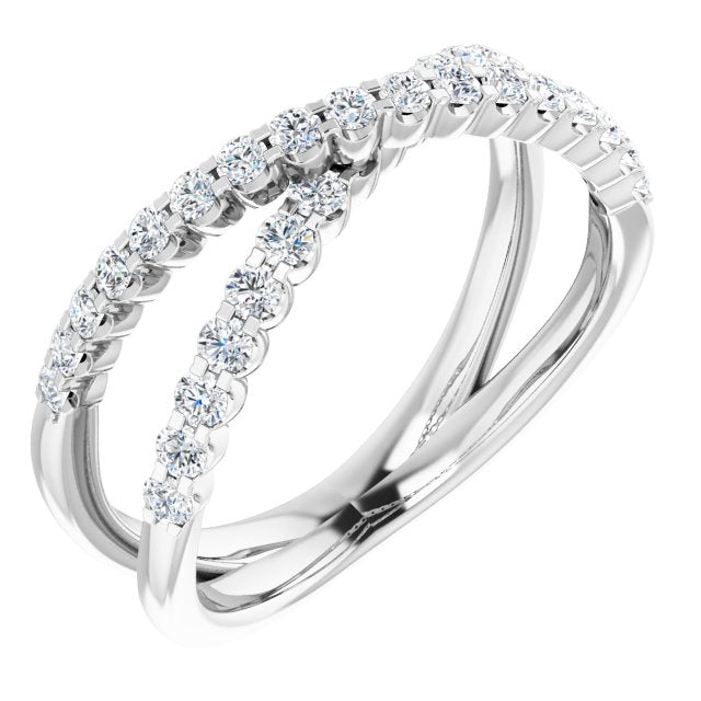 1/2 CTW Lab-Grown Diamond Criss-Cross Ring-14kt White Gold-