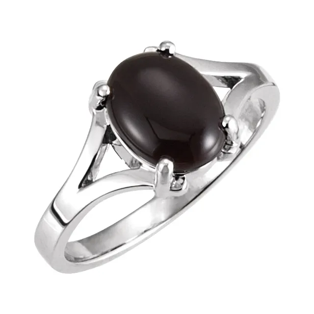 Sterling Silver Morganite Cabochon Ring-