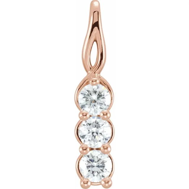 14K Rose 1/2 CTW Diamond 3-Stone Pendant-