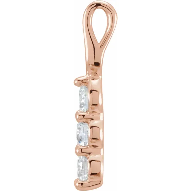 14K Rose 1/2 CTW Diamond 3-Stone Pendant-
