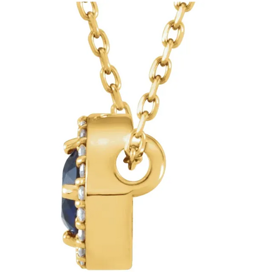 14K Yellow Blue Sapphire & .5 CTW Diamond 16" Necklace