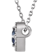 14K White Blue Sapphire & .5 CTW Diamond 16" Necklace