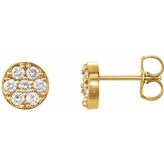 14K Yellow 3/8 CTW Diamond Cluster Earrings-