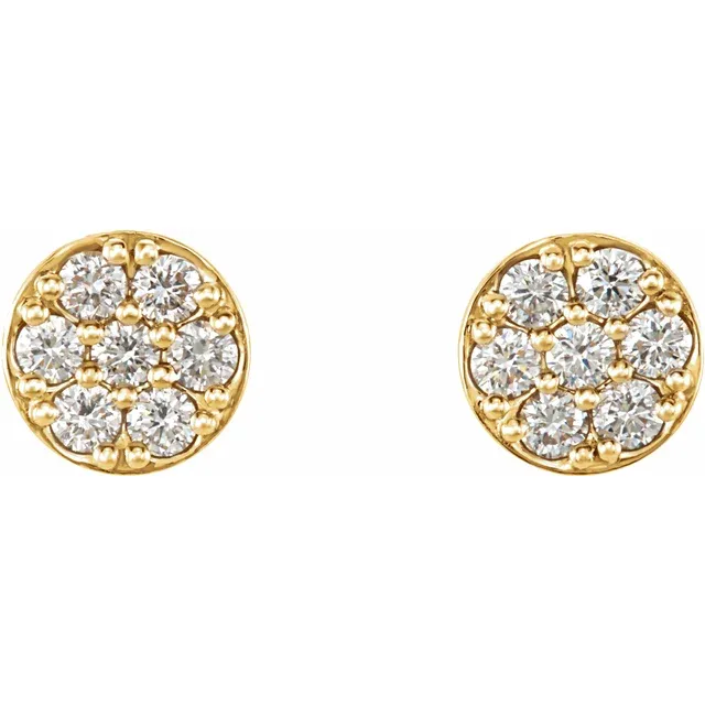 14K Yellow 3/8 CTW Diamond Cluster Earrings-