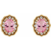 14K Yellow Baby Pink Topaz and 1/3 CTW Diamond Earrings with Backs