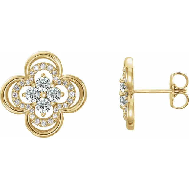 14K Yellow 5/8 CTW Diamond Clover Earrings-