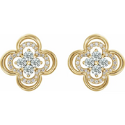 14K Yellow 5/8 CTW Diamond Clover Earrings