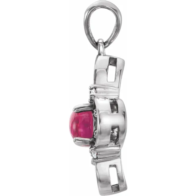14K White Pink Tourmaline & .06CTW Diamond Clover Pendant-
