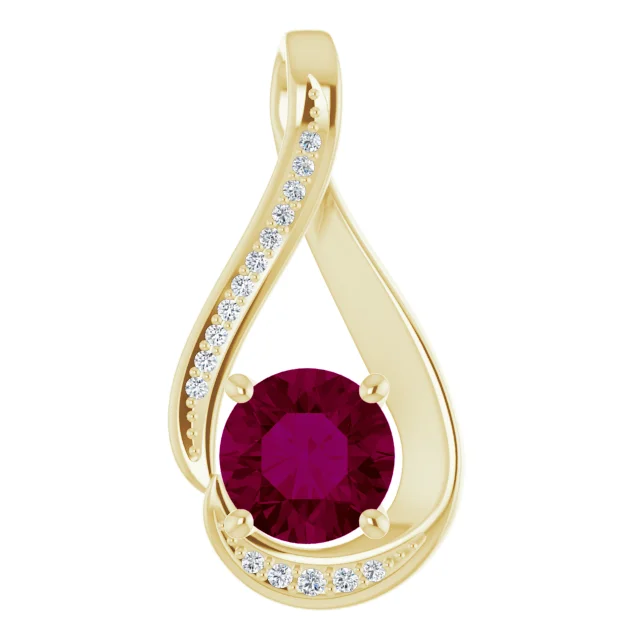 14K Yellow 6 mm Rhodolite Garnet & .04 CTW Diamond Pendant-