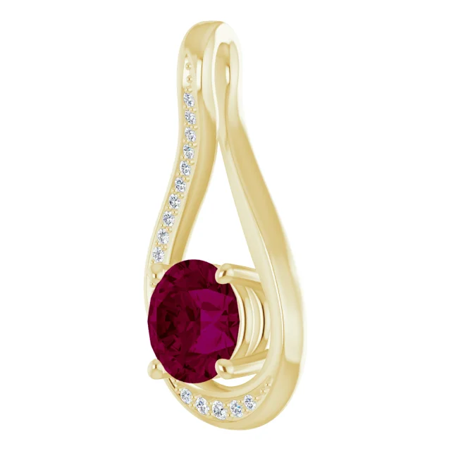 14K Yellow 6 mm Rhodolite Garnet & .04 CTW Diamond Pendant-