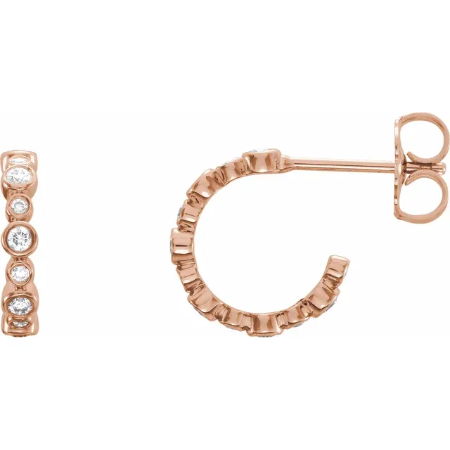 14K Rose 1/4 CTW Diamond Hoop Earrings-