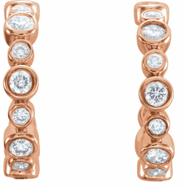 14K Rose 1/4 CTW Diamond Hoop Earrings-