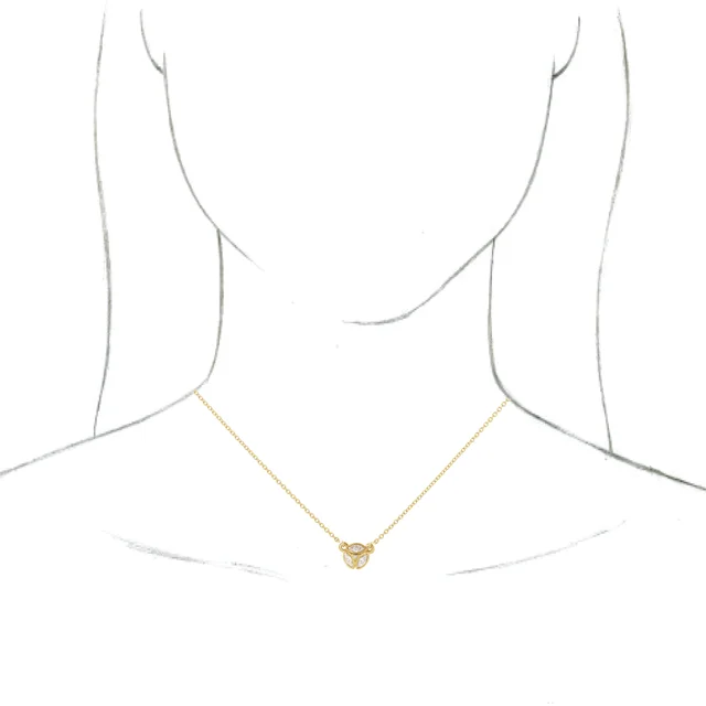 14K Yellow 3-Stone Marquise Diamond 16-18" Necklace