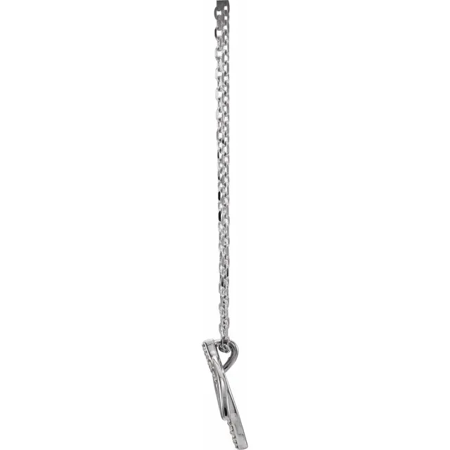 14K White .05 CTW Diamond Double Leaf 18" Necklace-