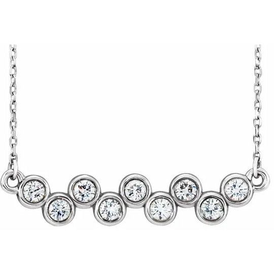 14K White 1/2 CTW Diamond Bezel-Set 16-18" Necklace