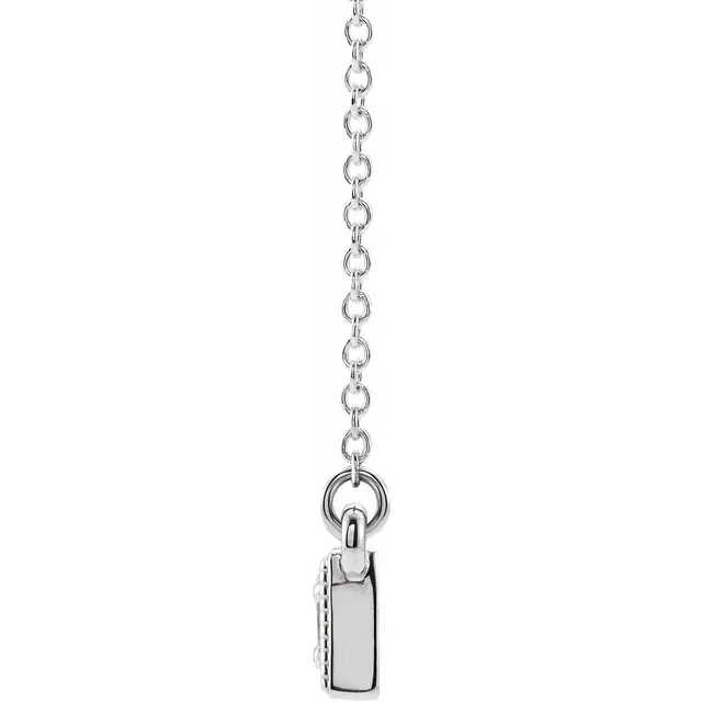 14K White Aquamarine Three-Stone Granulated Bar 16-18" Necklace-