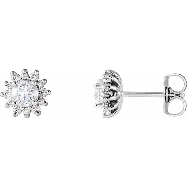 14K White 1/2 CTW Diamond Halo-Style Earrings-