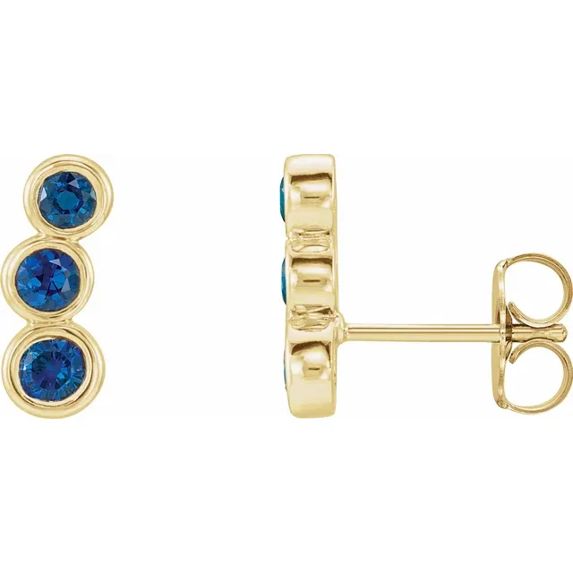 14K Yellow Blue Sapphire Ear Climbers-