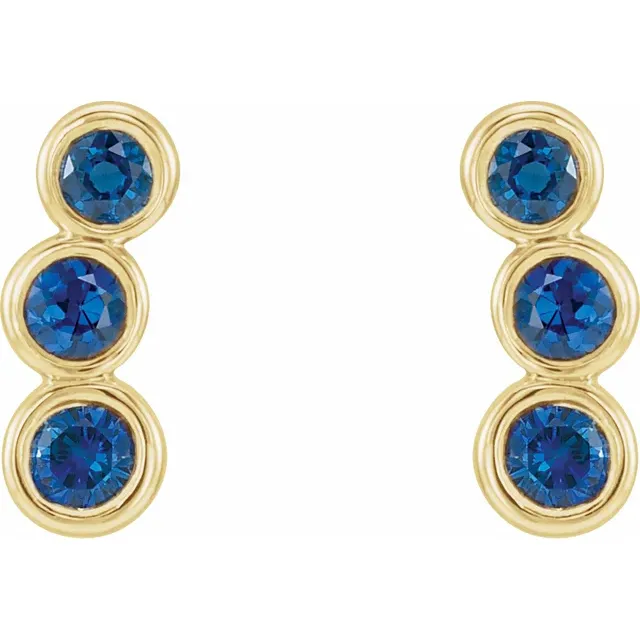 14K Yellow Blue Sapphire Ear Climbers-