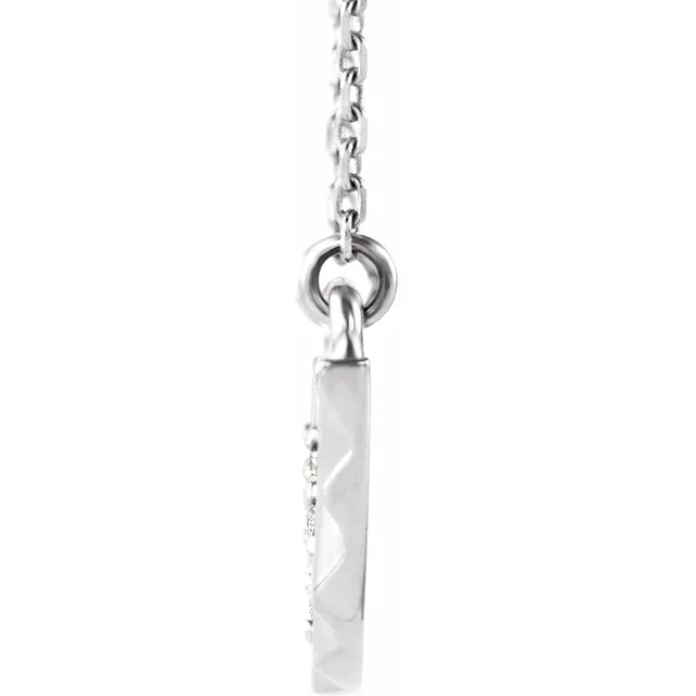 14K White .08 CTW Diamond Curved Bar 16-18" Necklace-