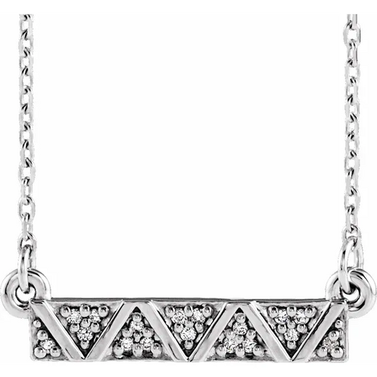 14K White .5 CTW Diamond Geometric Bar 16-18" Necklace