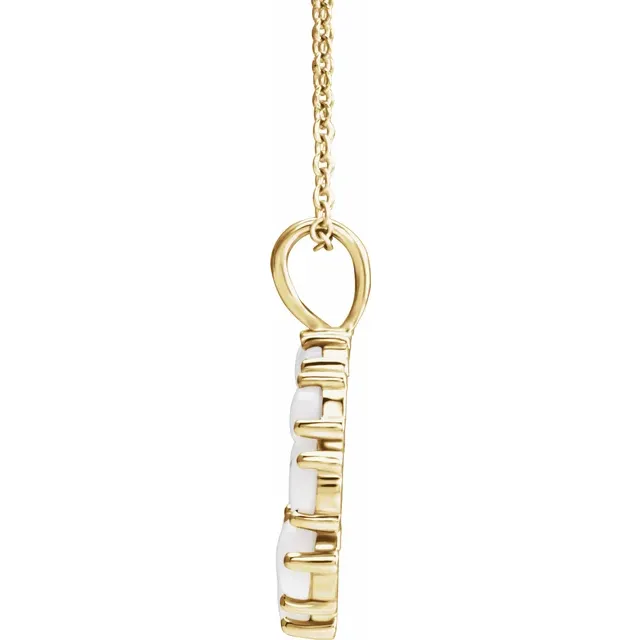 14K Yellow Opal Halo-Style 18" Necklace-