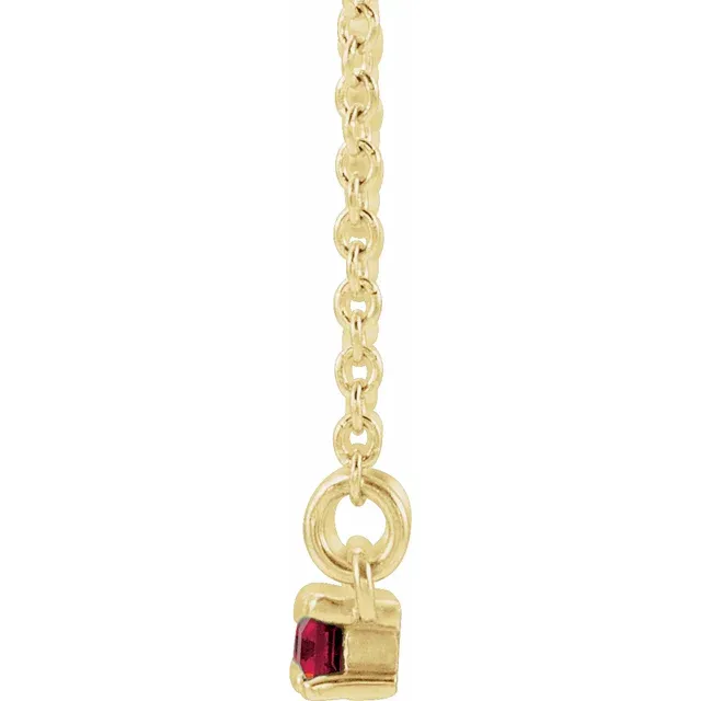 14K Yellow Garnet & 1/5 CTW Diamond Bar 16-18" Necklace-
