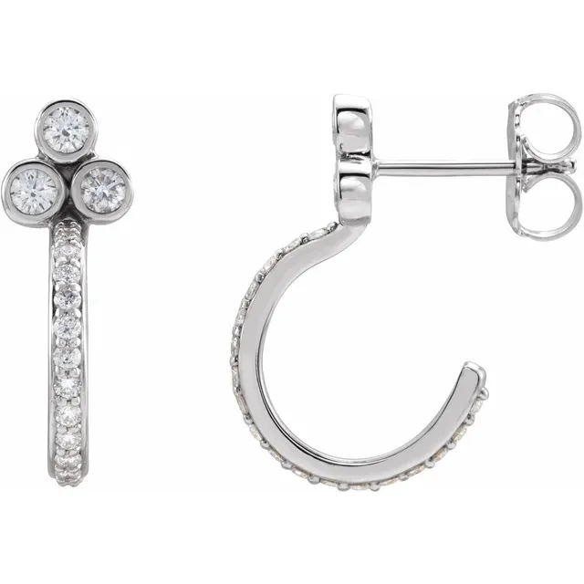 Platinum 1/2 CTW Diamond Hoop Earrings-