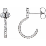 Platinum 1/2 CTW Diamond Hoop Earrings